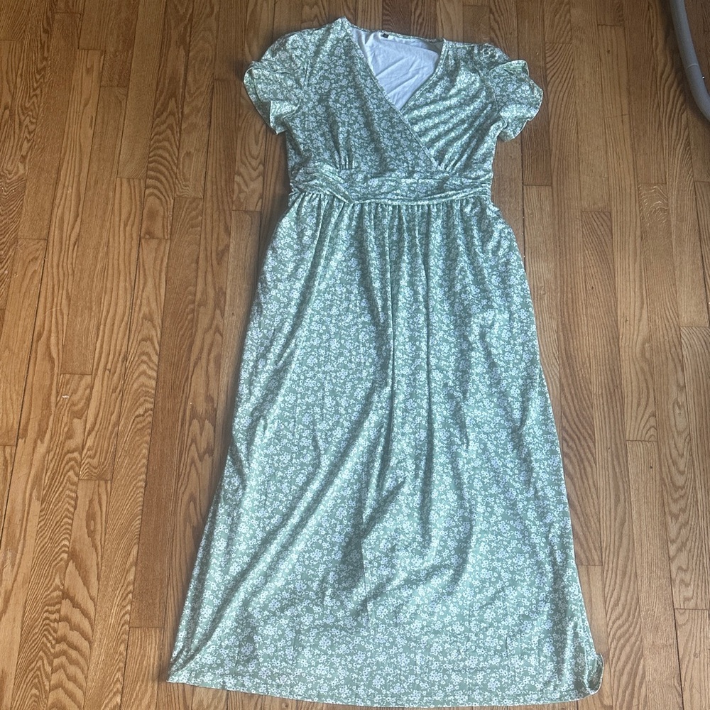 Floral Green Maxi Maternity Dress